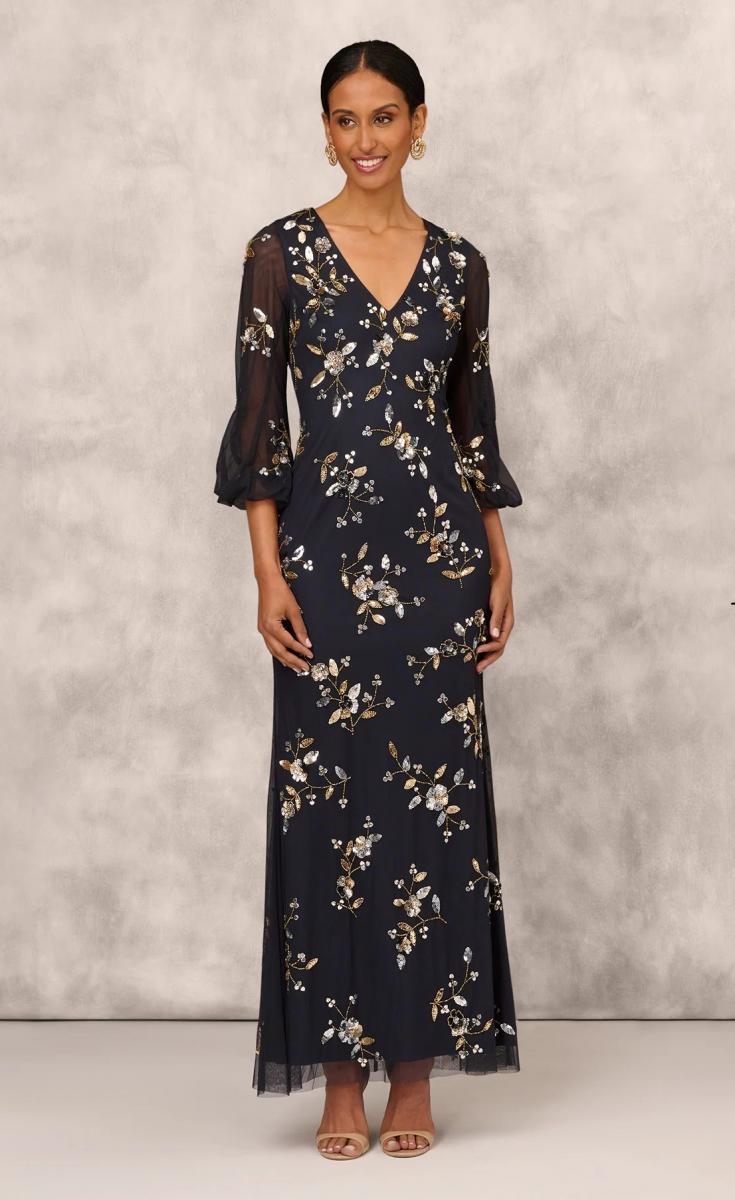 שמלת מקסי מחטבת בשילוב חרוזים