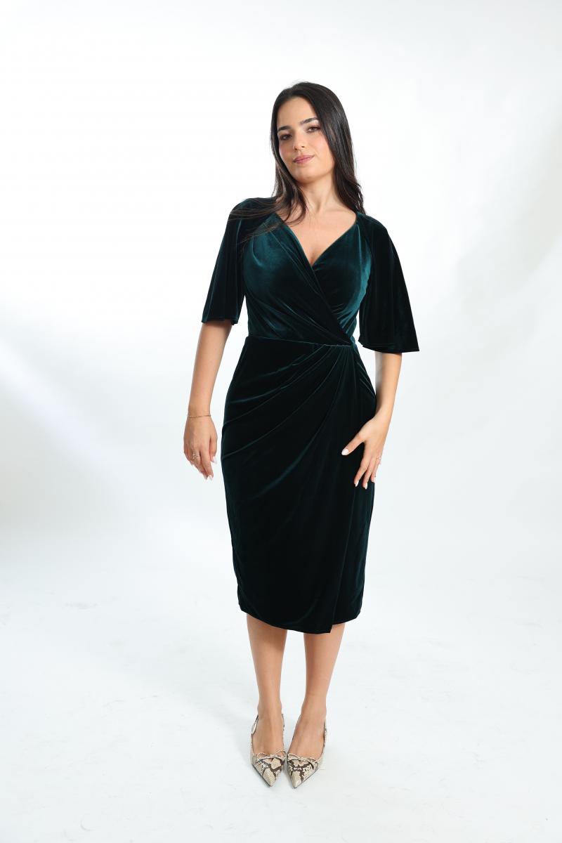 שמלת מעטפת ירוקה קטיפה